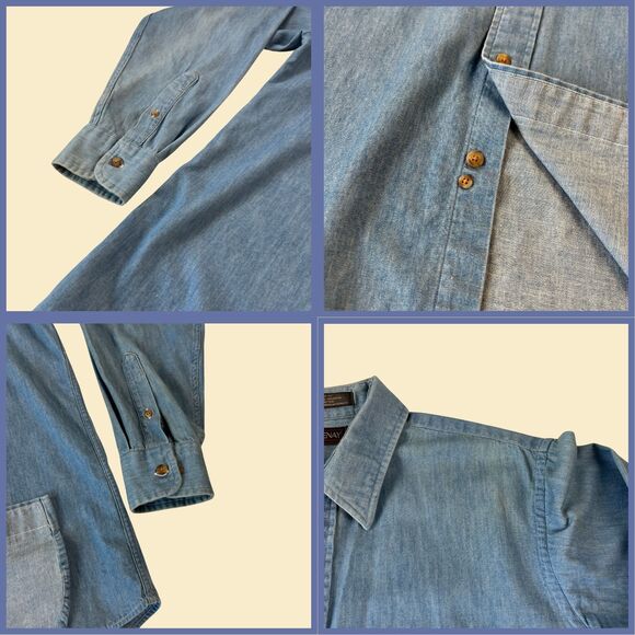 1990s chambray button down by Courtenay, vintage size 15.5/34-35 button down - Picture 6 of 7